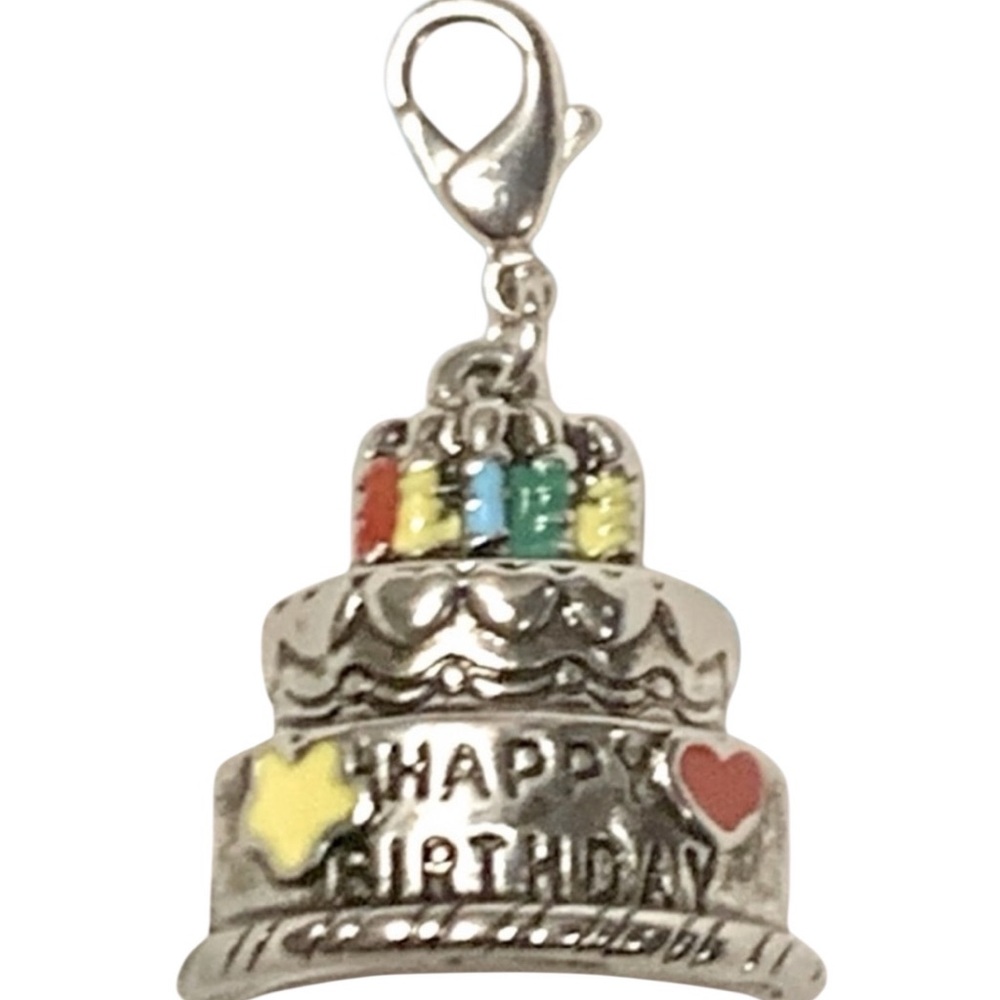 Birthday Cake Silver & Multicolored w/Lobster clasp Zipper pull, purse charm - Picture 2 of 6